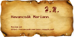 Havancsák Mariann névjegykártya