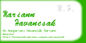 mariann havancsak business card